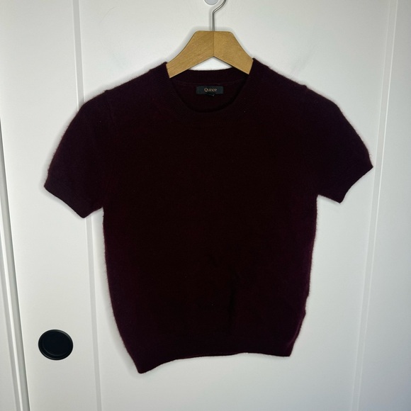 Quince Mongolia Cashmere Burgundy Short Sleeve Sweater Size Xtra Small XS - Picture 2 of 10